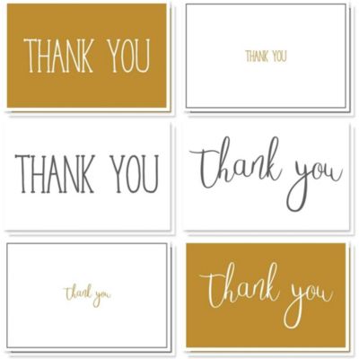 Best Paper Greetings Blank Thank You Cards with White Envelopes, 6 Font Designs (4 x 6 In, 48 Pack)