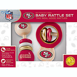 BabyFanatic Wood Rattle 2 Pack - NFL San Francisco 49ers - Officially Licensed Baby Toy Set