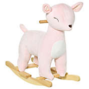Qaba Kids Plush Ride-On Rocking Horse Deer-shaped Plush Toy Rocker with Realistic Sounds for Child 36-72 Months Pink
