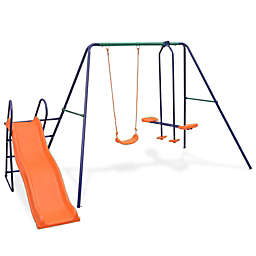 Stock Preferred Swing Set with Slide and 3 Seats Orange