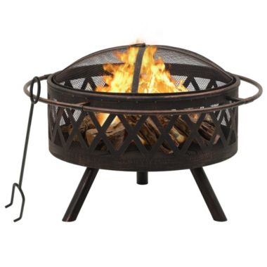 vidaXL Rustic Fire Pit with Poker 29.9" XXL Steel. View a larger version of this product image.