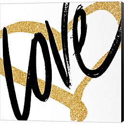 Metaverse Art Gold Heart Black Script Love by SD Graphics Studio 24-Inch x 24-Inch Canvas Wall Art