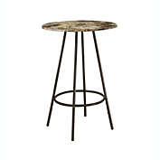 Contemporary Home Living 42" Brown Traditional Style Round Marble Finish Home Bar Table