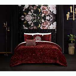 Chic Home Alianna Comforter Set Crinkle Crushed Velvet Bedding - Decorative Pillow Shams Included - 5-Piece - Queen 90x92