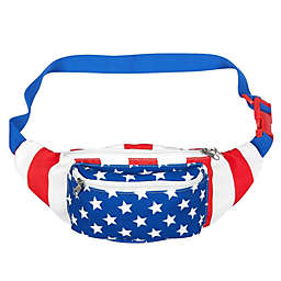 Juvale American Flag Patriotic Fanny Pack with Adjustable Straps, Waist Bag for Vacation (15 x 5 x 3 In)