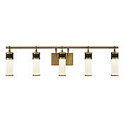 Savoy House 8-1638-5-143 Abel 5-Light LED Bathroom Vanity Light in Matte Black with Warm Brass Accents (39" W x 10"H)