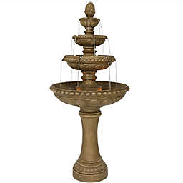 Sunnydaze 4-Tier Outdoor Patio Electric Eggshell Water Fountain Feature - 65-Inch