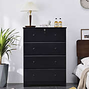 Better Home Products  Better Home Products Isabela Solid Pine Wood 4 Drawer Chest Dresser in Black