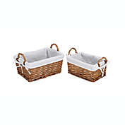 Cheungs Home Indoor Decorative Willow Baskets with Fabric Liners - Large, Set of 2, Brown
