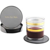 Juvale Love Joy Hope Faux Leather Coasters with Holder for Home Housewarming Gifts (6 Pack)