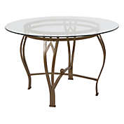 Flash Furniture Syracuse 45&#39;&#39; Round Glass Dining Table with Matte Gold Metal Frame