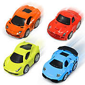 Kidzlane Diecast Metal Pullback Cars Friction-Powered Toy Cars For Kids 4 Pack Mini