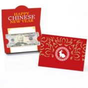 Big Dot of Happiness Lunar New Year - Money Holder Cards - 2023 Year of The Rabbit Gift with Red Envelope Design - Set of 8