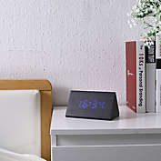 Infinity Merch Triangle LED Wooden Digital Alarm Clock Voice Control with 115 Colors in Black