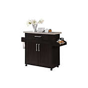Contemporary Home Living 43.5" Chocolate Brown and Gray Solid Kitchen Island with Spice Rack