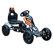Aosom Kids Pedal Powered Ride-On Go Kart Racer With Hand Brake And Non-Slip Wheels - Orange