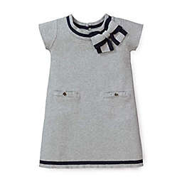 Hope & Henry Girls' Milano Tipped Sweater Dress (Gray Heather with Navy, 2T)