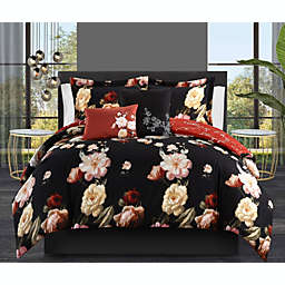 Chic Home Enid 7 Piece Reversible Comforter Set Floral Print Cursive Script Design Bed In A Bag - Sheet Set Decorative Pillows Sham Included - Twin 66