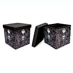 Disney The Nightmare Before Christmas Jack Skellington 15-Inch Storage Bin Cube Organizers, Set of 2   Fabric Basket Container, Cubby Closet Organizer, Home Decor for Playroom   Gifts And Collectibles