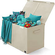 Mindspace Toy Chest Collapsible Storage Bins for Stuff Animals and Kids Toys - Beige