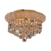 Elegant Lighting 1800 Primo Collection Flush Mount 10"D x 7"H -3 Light,Gold Finish with Royal Cut Crystals