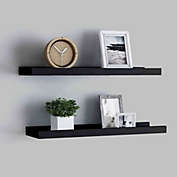 Home Life Boutique Picture Frame Ledge Shelves 2 pcs Black 15.7"x3.5"x1.2" MDF