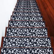 SussexHome Stair Treads - Carpet Strips for Indoor Stairs - Easy to Install with Double Adhesive Tape - Safe, 9" X 28" - 13-Pack - Navy