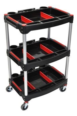 Luxor 3 Shelf Mechanics Tool Storage Cart - Red/Black