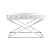 Camden Isle Kinney 47.2 in. Nickel/Silver Rectangle Glass Console Table