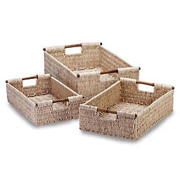 Koehler Home Organizer Decor Woven Corn Husk Storage Nesting Bamboo Baskets