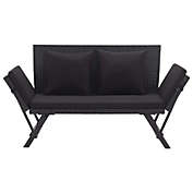 Stock Preferred Garden Bench with Cushions 69.3" Black Poly Rattan