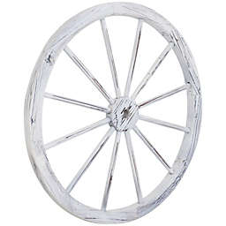 Sunnydaze Decorative Indoor/Outdoor Wooden Wagon Wheel - 29-Inch - White