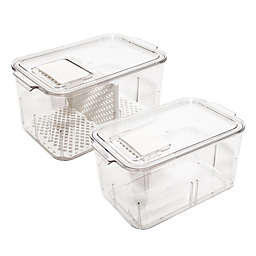 Lexi Home Eco Conscious Clear Acrylic Fridge and Cabinet Vented Veggie Organizers Set of 2