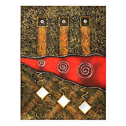Stoneage Arts Inc Gold, Red, and Orange Rectangular Abstract 3D Kaca Coin Wall Art Hanging Tapestry 32