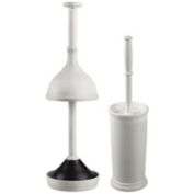 mDesign Plastic Freestanding Bathroom Toilet Bowl Brush, Plunger Set