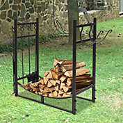Kitcheniva 36" Firewood Rack With Tools Metal Firewood Log Bin