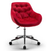 Gymax Velvet Leisure Arm Chair Adjustable Accent Office Swivel Task Chair