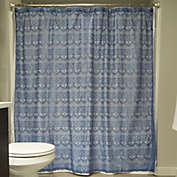 Contemporary Home Living 72" Blue Diamond Lace Patterned Decorative Shower Curtain