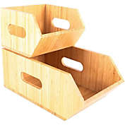 Farmlyn Creek Stackable Bamboo Storage Box, Kitchen Organizer (2 Pack)
