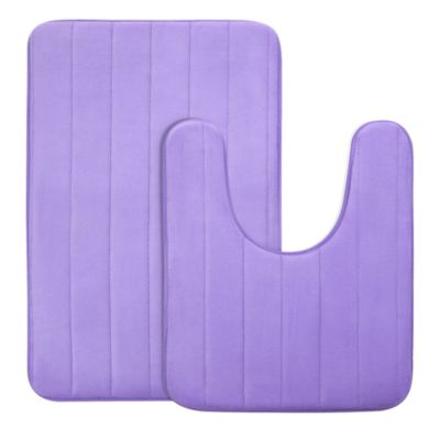 PiccoCasa Home Memory Foam Non-Slip Washable Warm Bath Toilet Pads Mats Rug 2 In 1 Medium Purple