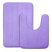 PiccoCasa Memory Foam Bath Mat Set, Soft and Absorbent Bathroom Rug Contour rug 2 Piece Set Includes Bath Rug 32"x 20", U-Shaped Toilet Floor Mat 24"x 20", Purple