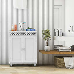 Slickblue White Wooden 2-Door Storage Cabinet Cupboard