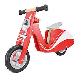 Leo & Friends Kid's Wooden Red Scoot Bike, Wonder Scooter Ride   Boys and Girls Toddler Balance Bike, Glider Style Wood Frame, No Pedal, for Kids 3, 4, 5, and 6-Years-Old   Perfect Birthday Present