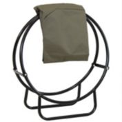 Sunnydaze Black Steel Firewood Log Hoop Rack with Khaki Cover - 24-Inch