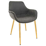 LeisureMod Markley Modern Leather Dining Armchair Kitchen Chairs with Gold Metal Legs… in Charcoal Black