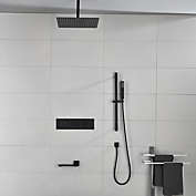 Infinity Merch Shower Faucets Complete Set with Rainfall Showerhead Thermostatic in Black