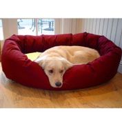 Majestic Pet Product 24-Inch Small Poly / Cotton Waterproof Cushion Burgundy and Sherpa Bagel Bed for Pets