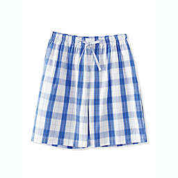 Lars Amadeus Men's Striped Plaid Shorts Elastic Waist Lounge Pajama Bottoms 36 White Blue