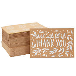 Pipilo Press Rustic Kraft Thank You Cards with Envelopes and Seals, 6 Designs (4x6 In, 48 Pack)