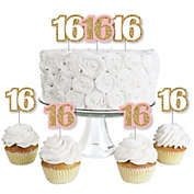 Big Dot of Happiness Sweet 16 - Dessert Cupcake Toppers - 16th Birthday Party Clear Treat Picks - Set of 24